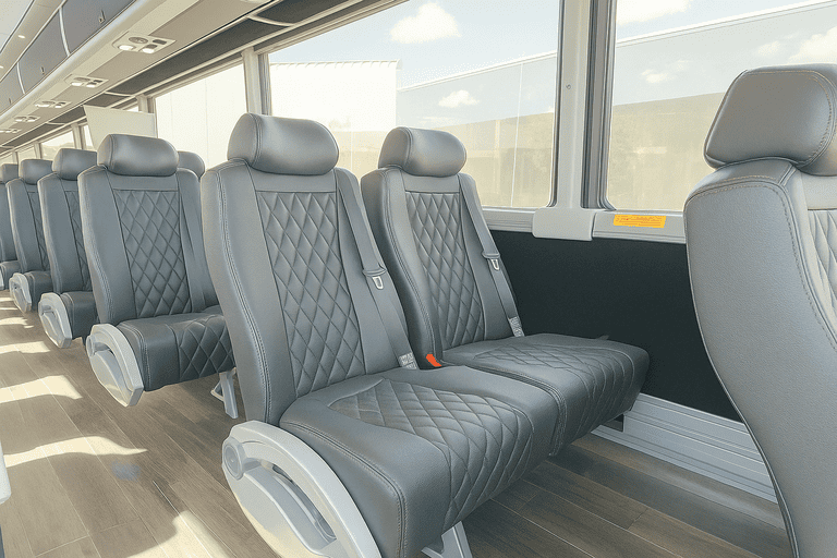 interior of Gilbert Minibus Company charter bus