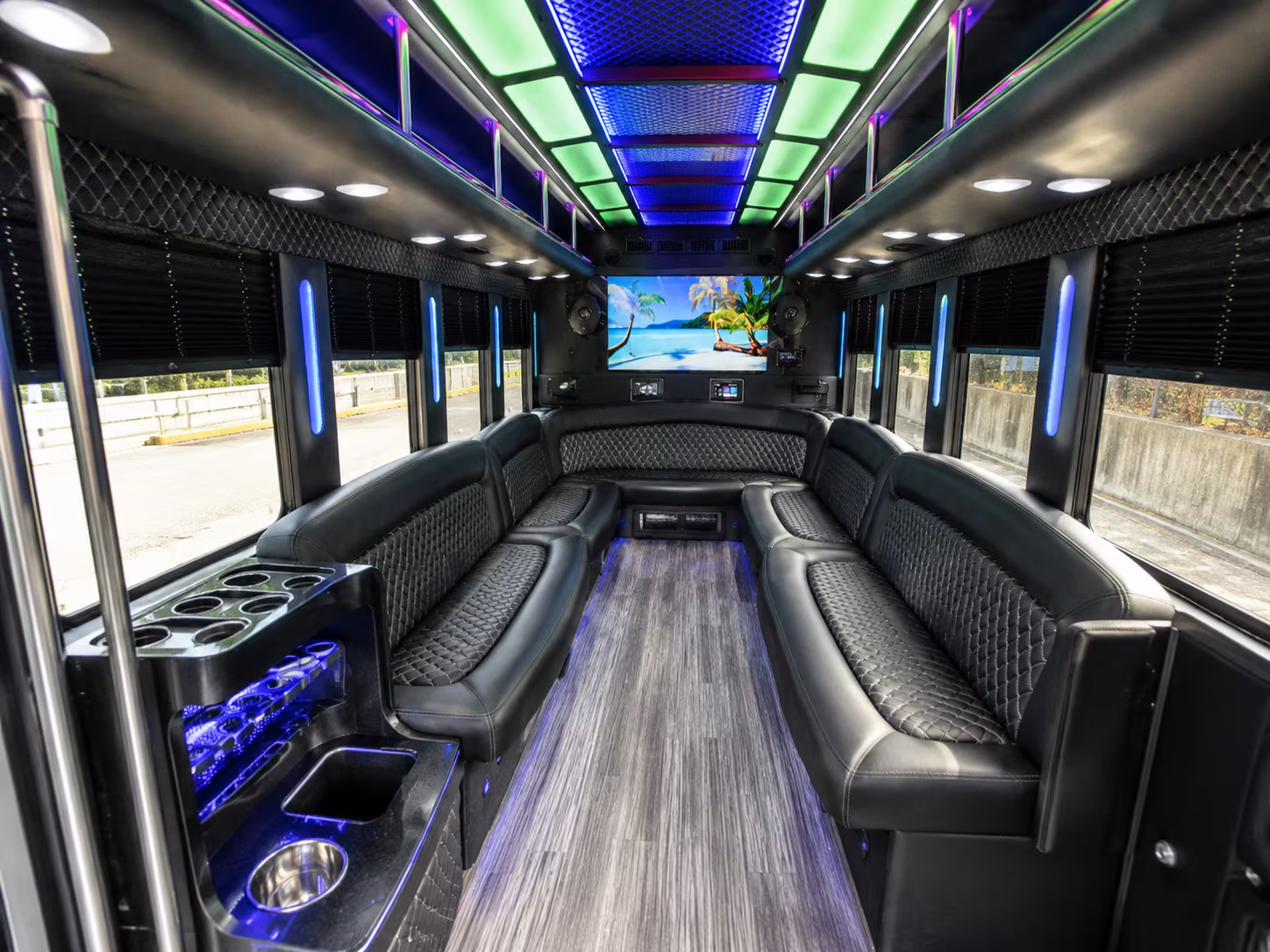 gilbert 18 passenger party bus inside