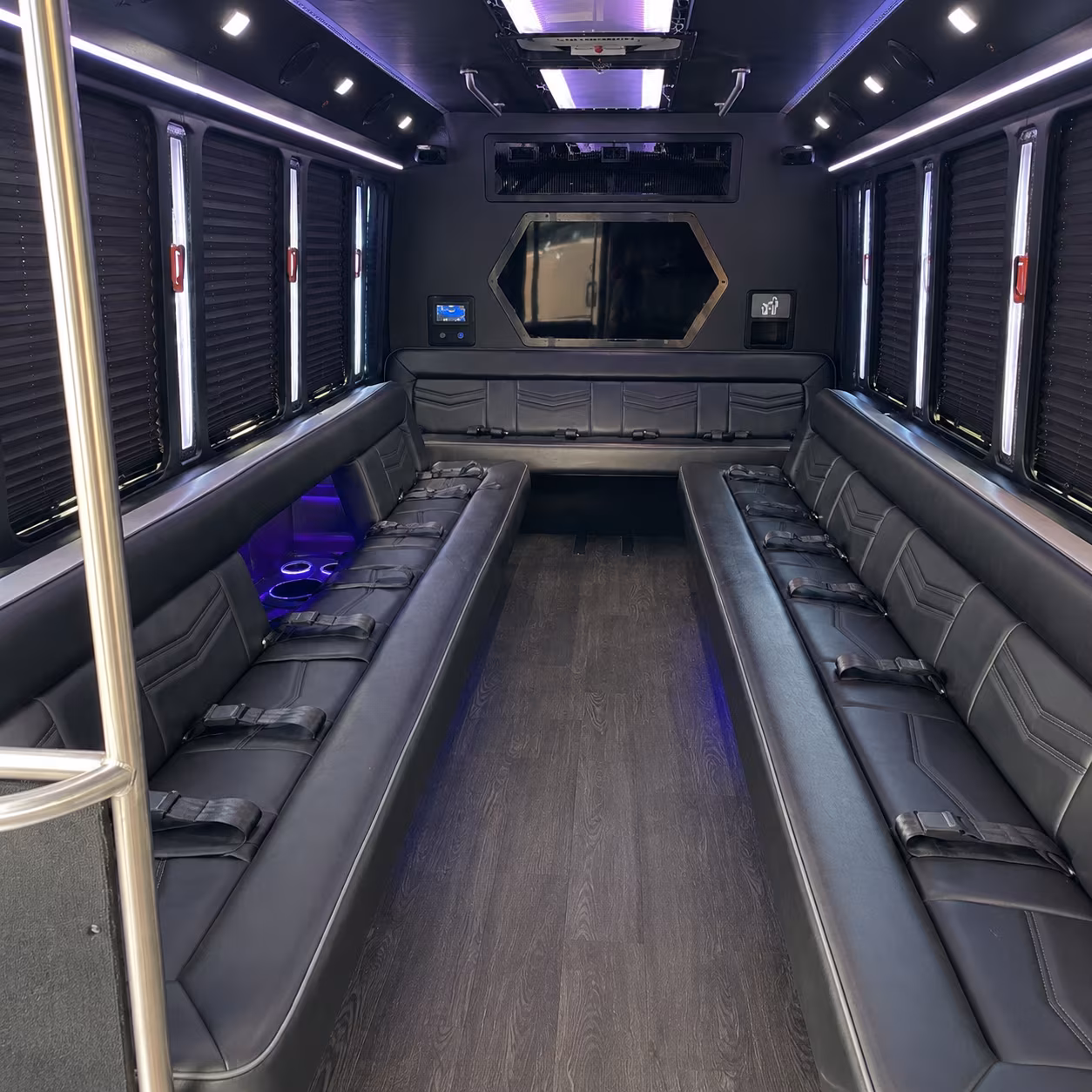 gilbert 18 passenger party bus interior