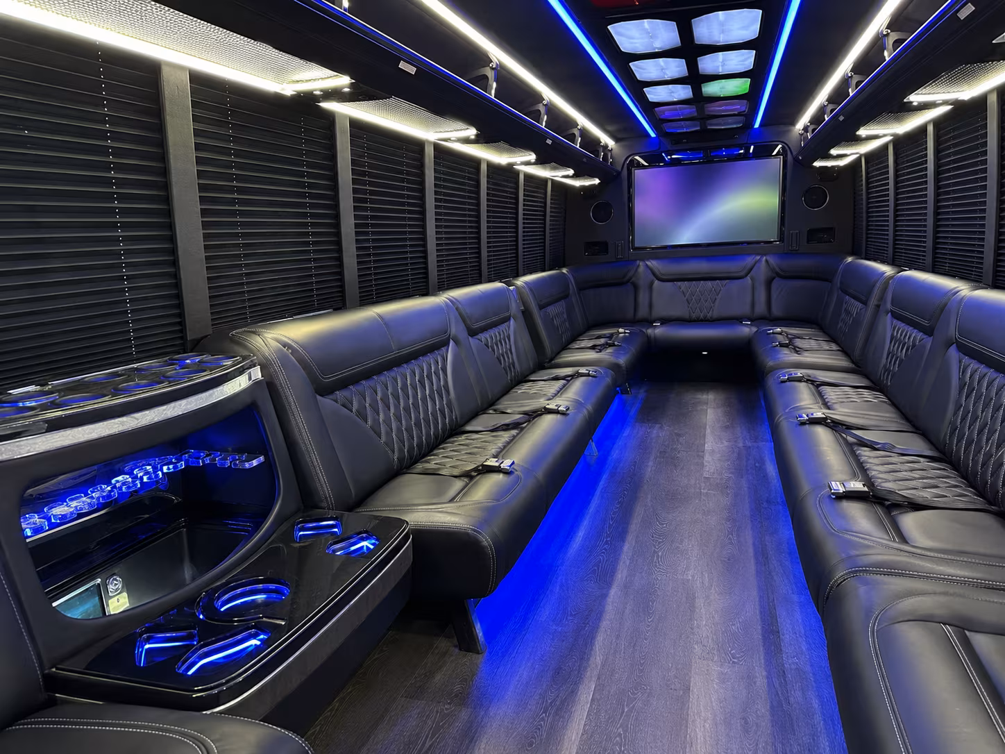 gilbert 20 passenger party bus inside