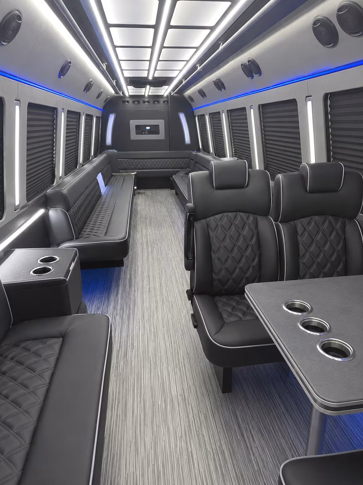 gilbert 25 passenger party bus inside