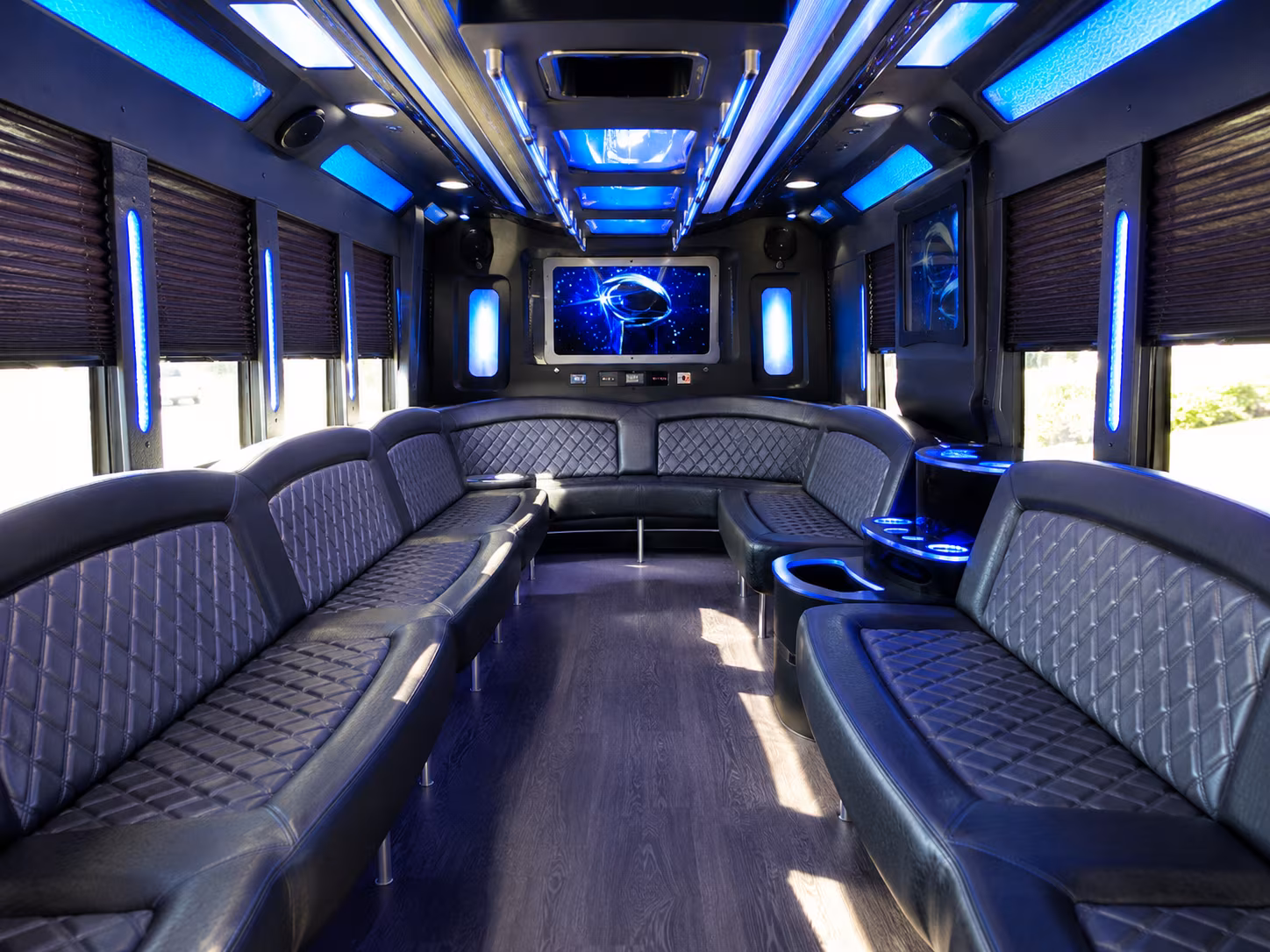 gilbert 28 passenger party bus inside