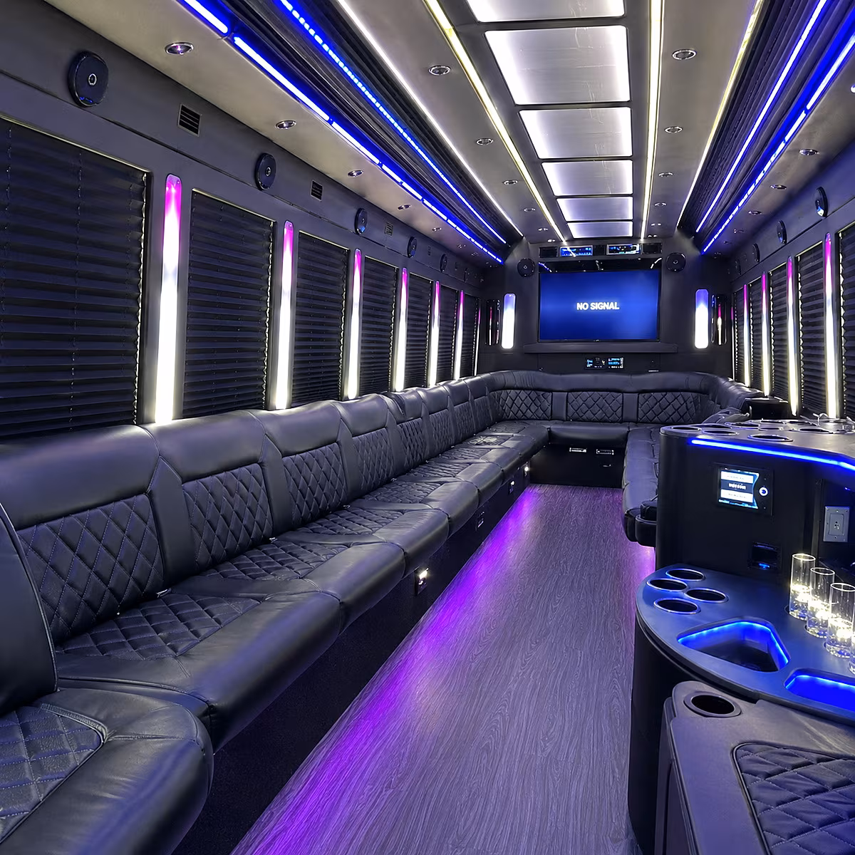 gilbert 30 passenger party bus inside