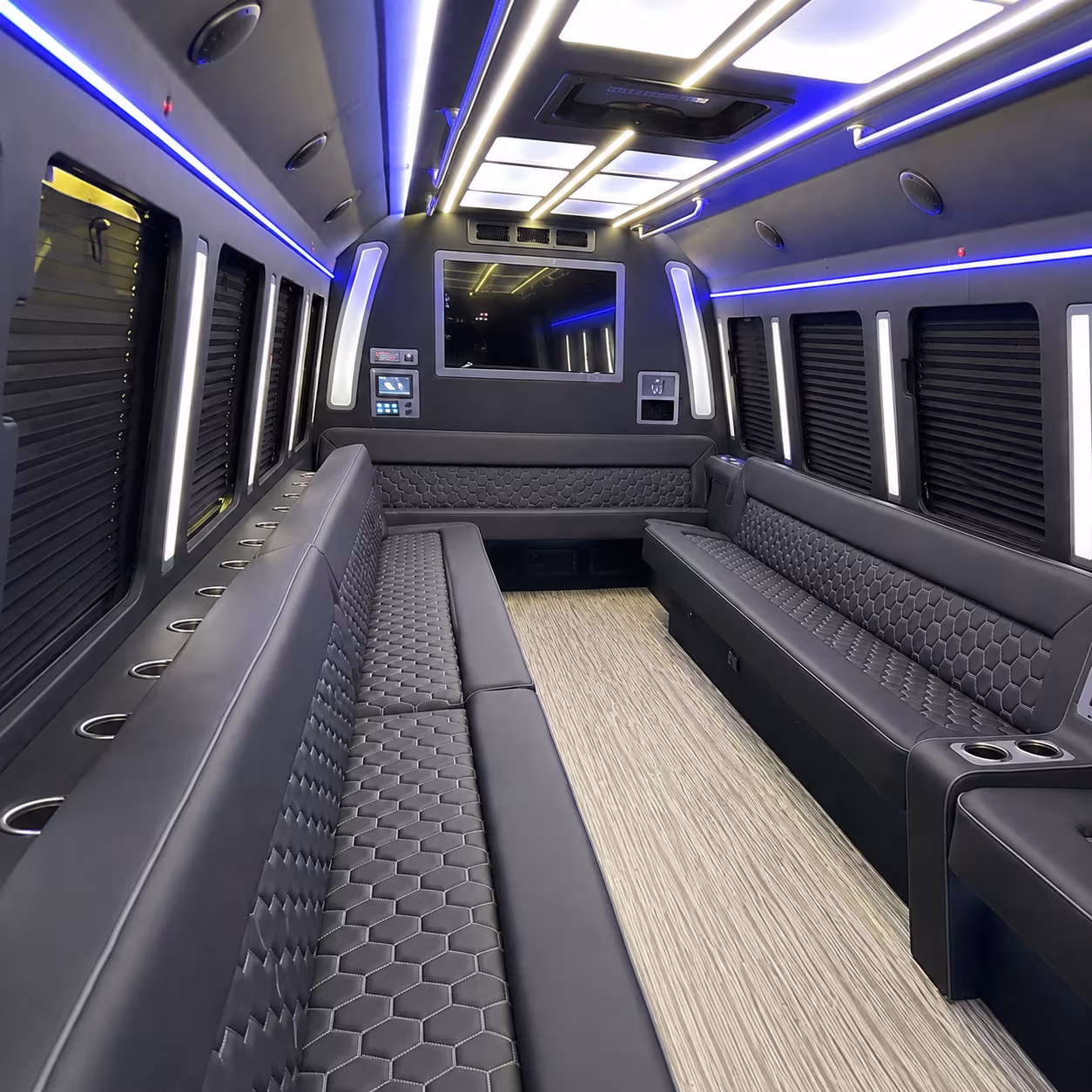 gilbert 40 passenger party bus inside