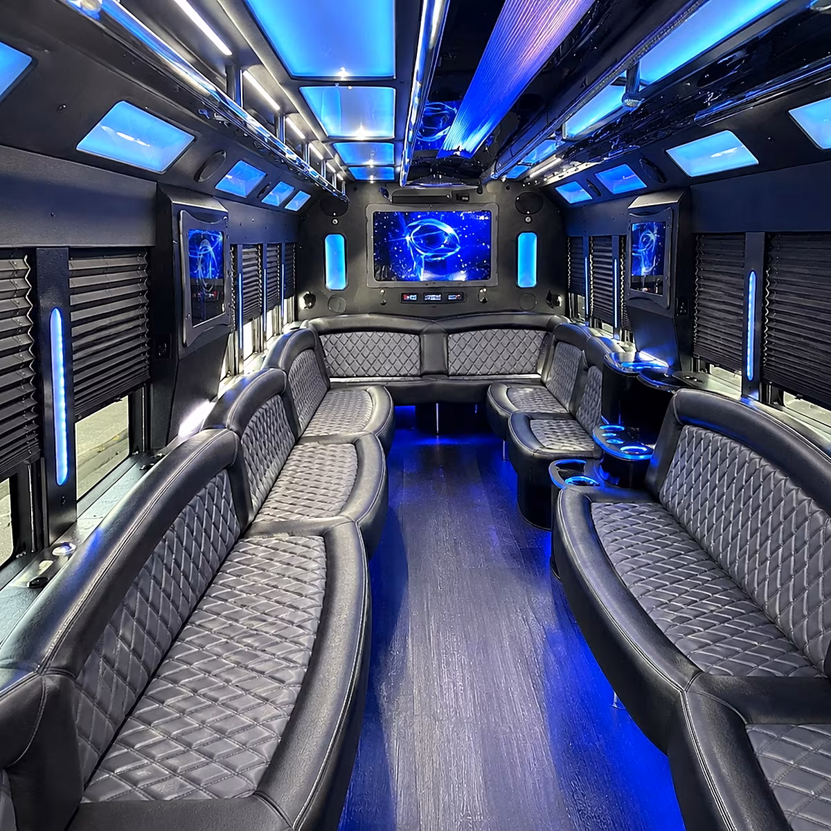 gilbert 50 passenger party bus interior